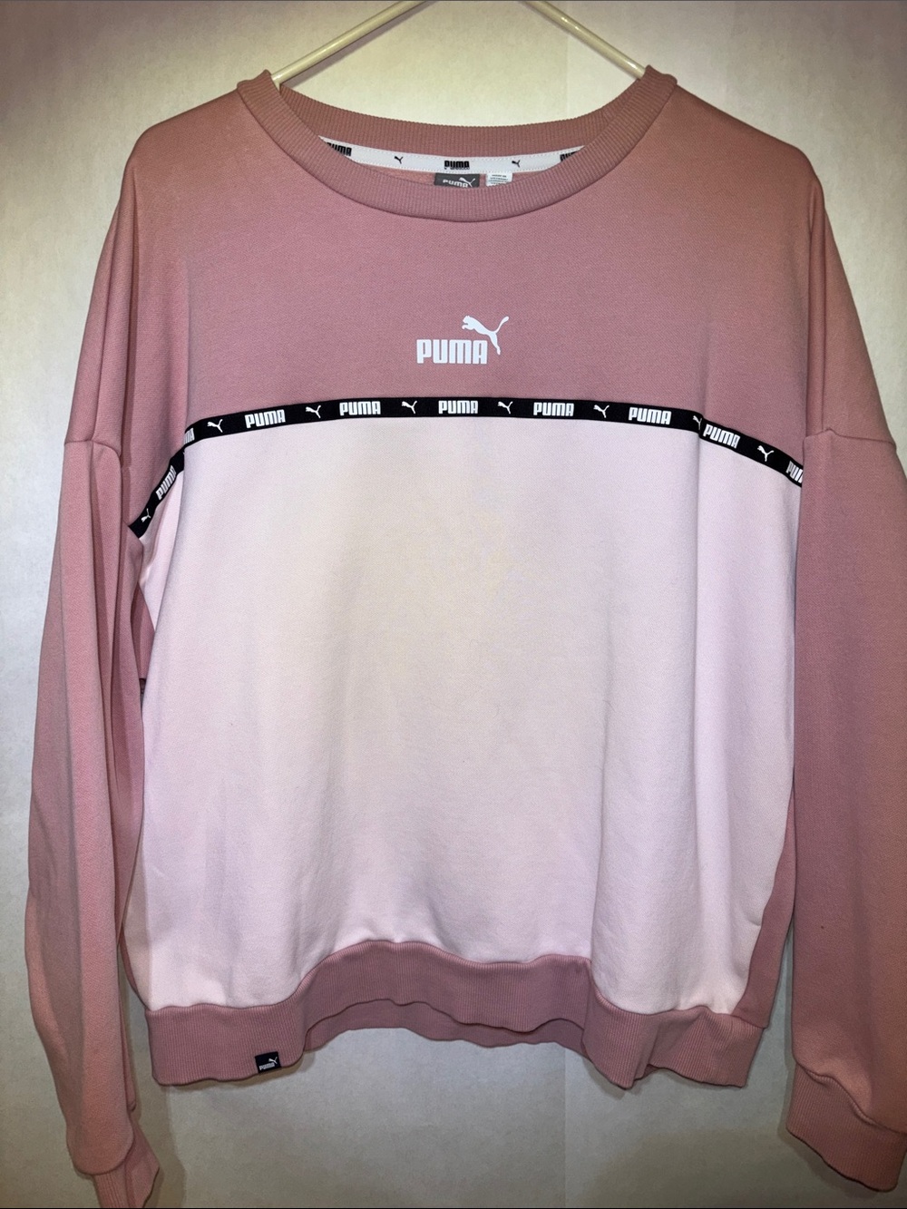 Puma Pink Two-Tone Crewneck Sweatshirt
